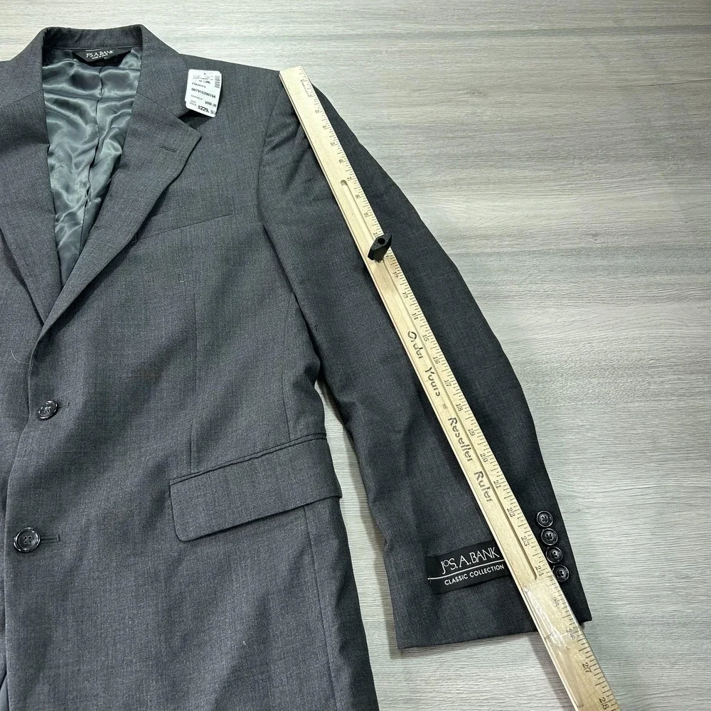 Jos. A. Bank Blazer Mens 42L Gray Classic Collection Wool 2‎ Button Sport Coat